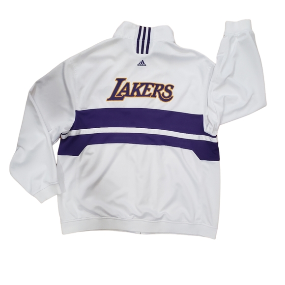 Los Angeles Lakers White Adidas Jacket - Picture 8 of 11